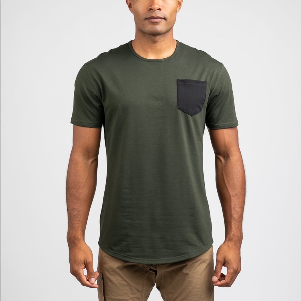 BYLT Basics Lux Blend Green Drop Cut Tee w/BROWN Pocket Size Large Price is Firm